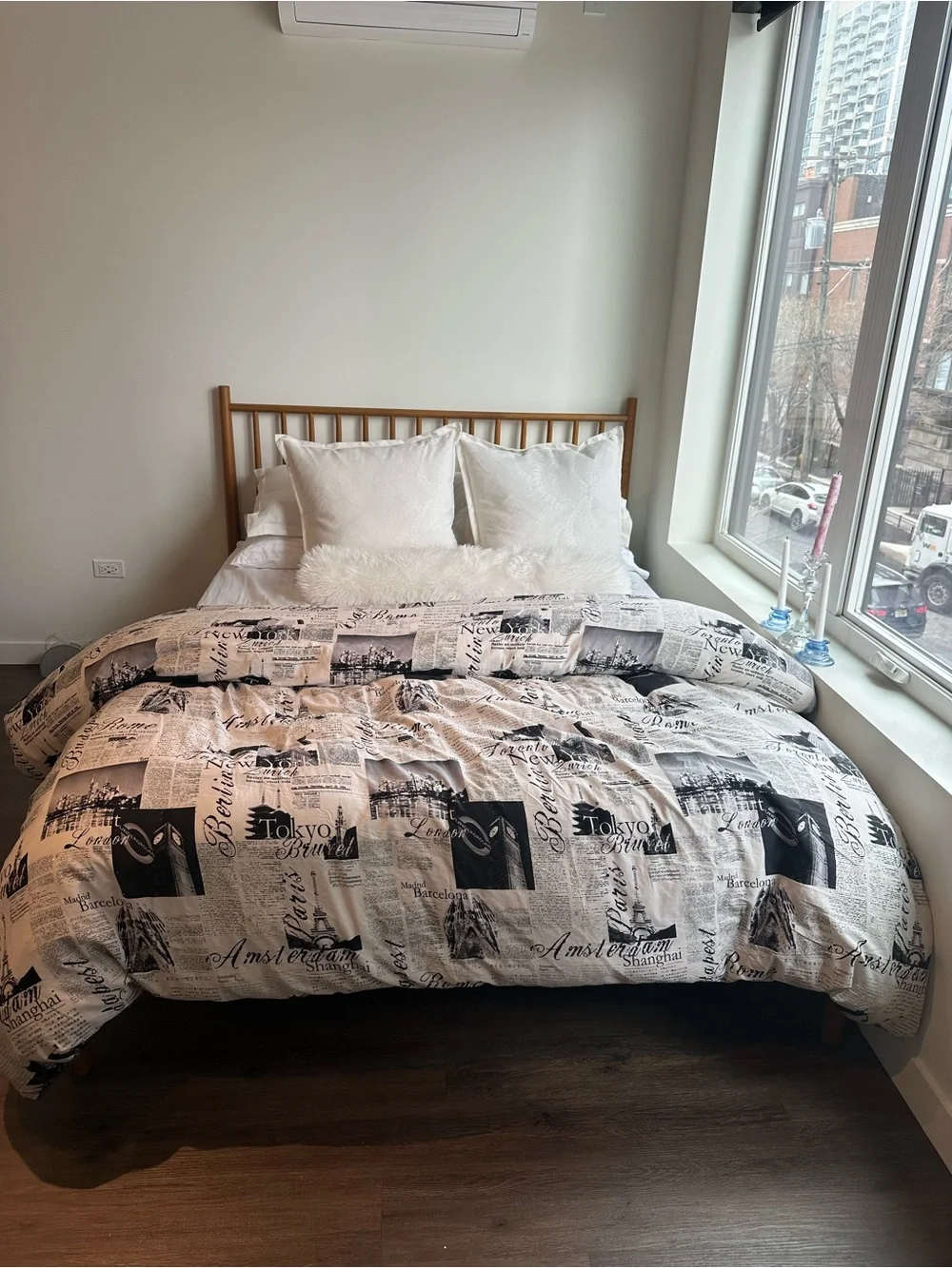 Neutral Black & White Newspaper Print Comforter - Home Bedding
